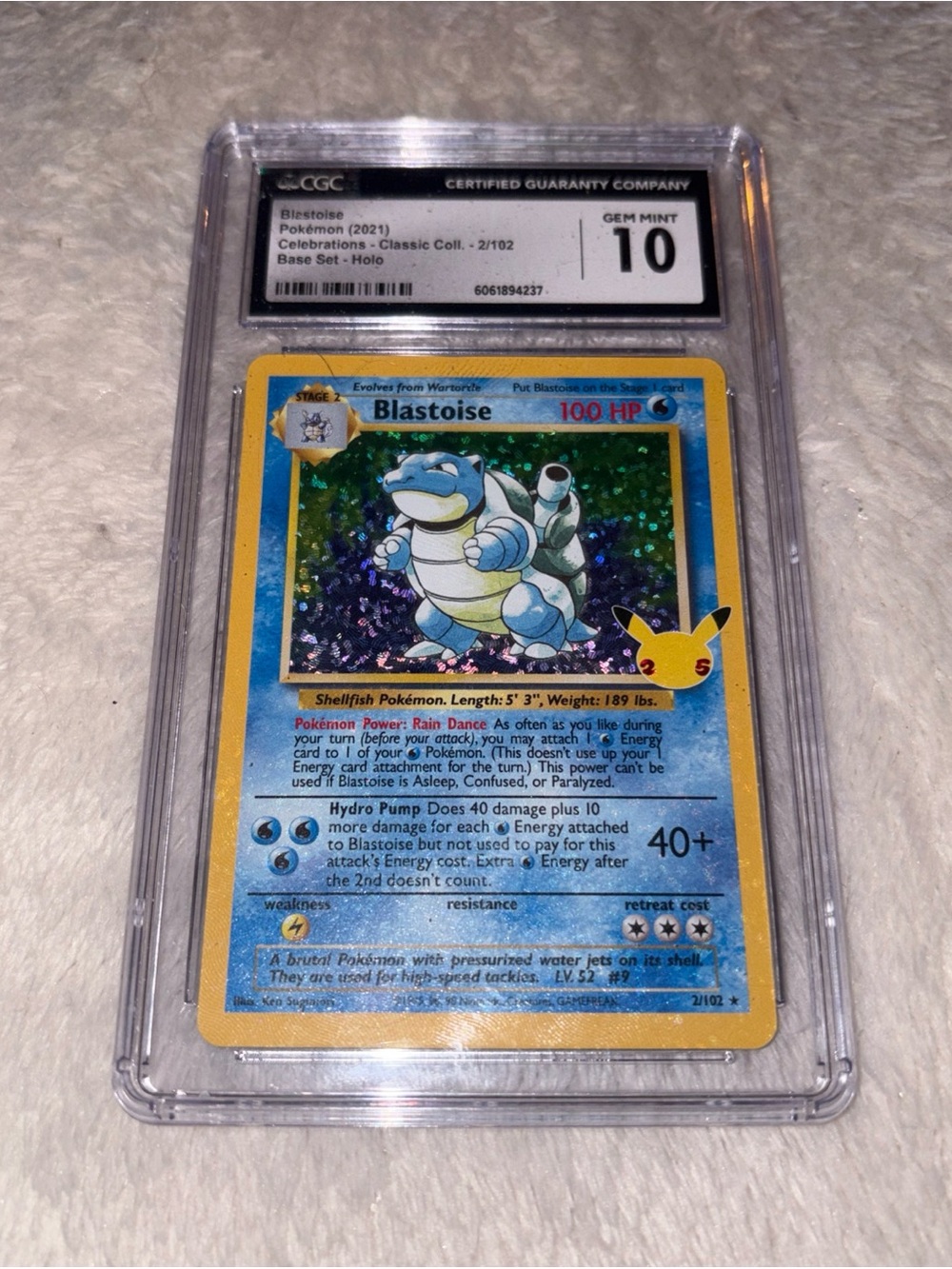 2021 Pokemon Celebrations Blastoise Classic Holo #2/102 CGC 10